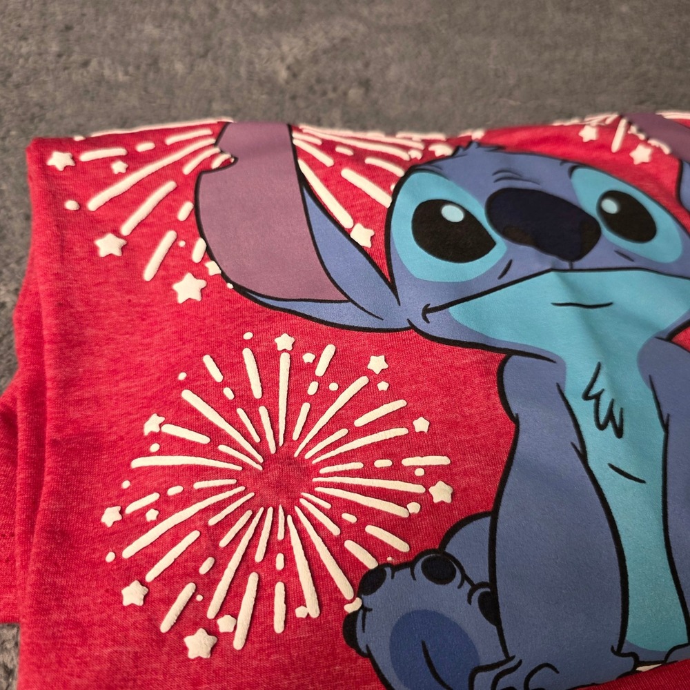 Disney Mens 2XL T-Shirt Red Heather Stitch USA 4th of‎ July 3D Graphic 2DNY9137 - Picture 5 of 6
